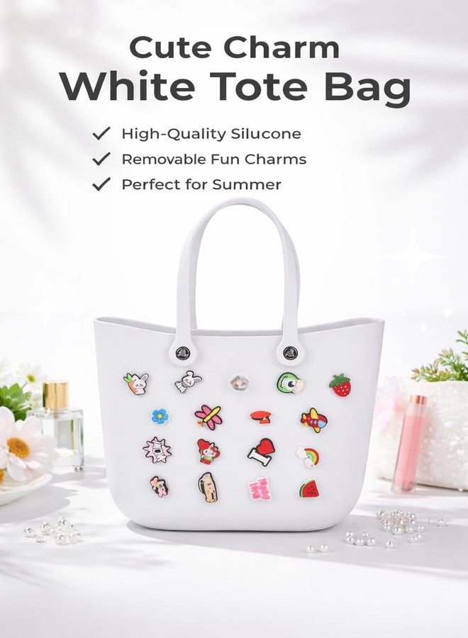 RAMNATH IMPEX Women Stylish EVA Silicone Tote Bag with Cute Charms | | Large Capacity Waterproof Lightweight Handbag | Beach Bag, Shoulder Bag, Shopping Bag, Travel Tote, Daily Use Fashion Bag for Girls & Ladies. - Image 4